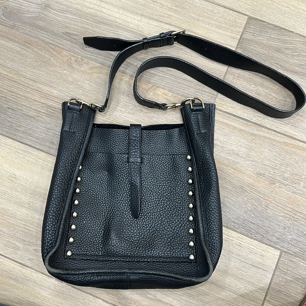 REBECCA MINKOFF Leather Cross Body Bucket Bag | Black | Leather